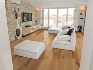 Luxury vinyl flooring in modern living room | Carpet Barn
