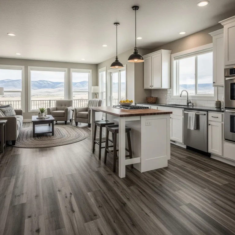 Luxury vinyl plank or waterproof laminate flooring installed in a home, representing the best durable and stylish waterproof options for Billings, Montana residences.
