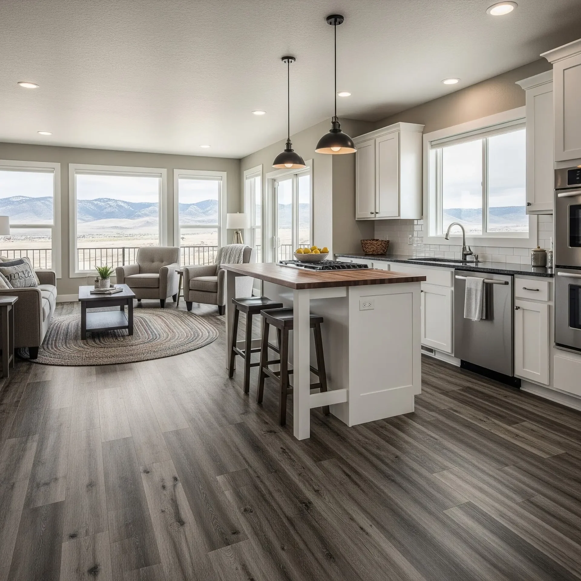 Luxury vinyl plank or waterproof laminate flooring installed in a home, representing the best durable and stylish waterproof options for Billings, Montana residences.